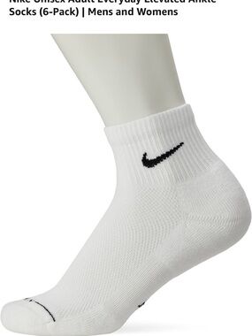 Nike White Ankle Socks with Black Swoosh Logo (6 Pack)